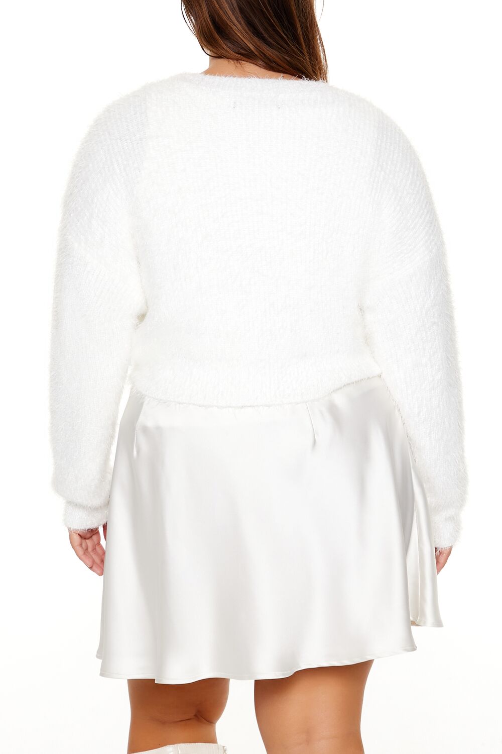 Plus Size Fuzzy Cardigan Sweater-Feelings Star