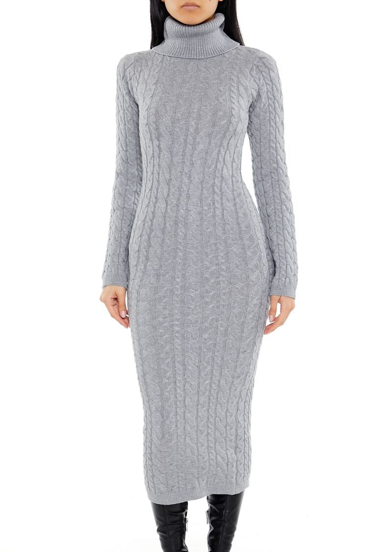 Cable Knit Midi Sweater Dress-Feelings Star