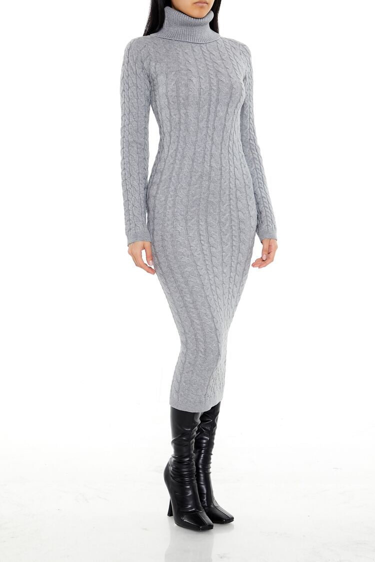 Cable Knit Midi Sweater Dress-Feelings Star