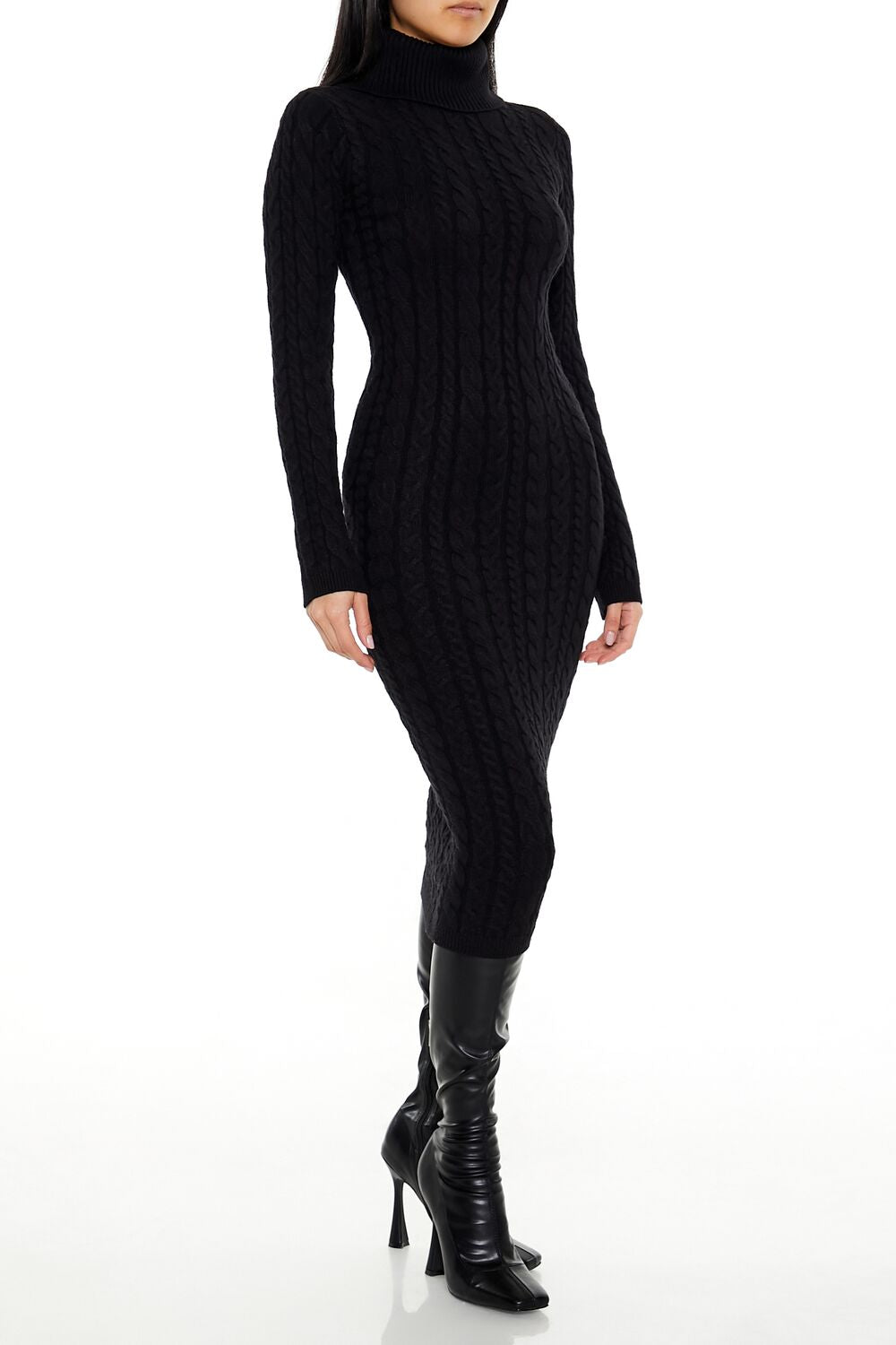 Cable Knit Midi Sweater Dress-Feelings Star