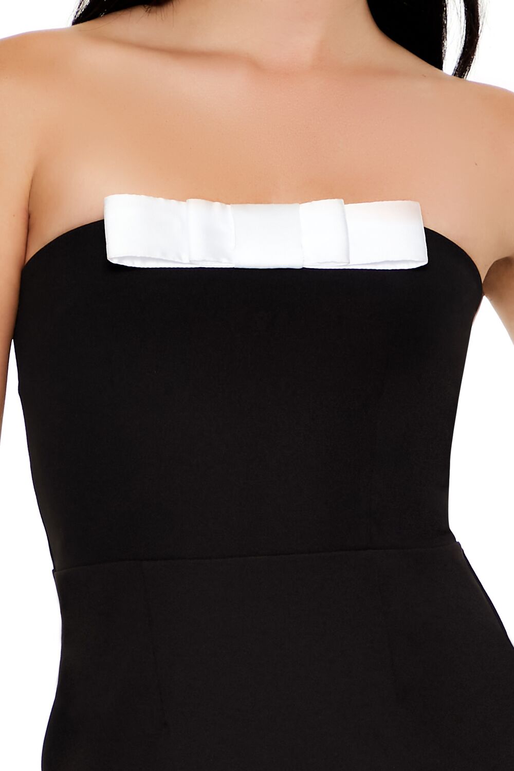 Two-Tone Bow Tube Mini Dress-Feelings Star