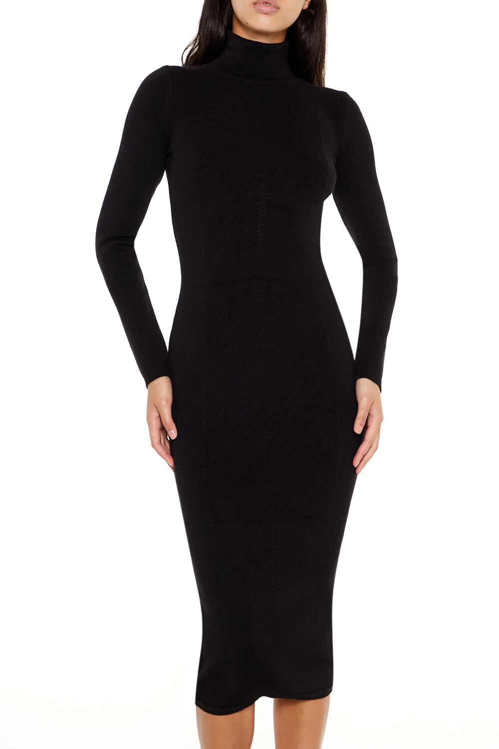 Turtleneck Midi Sweater Dress-Feelings Star