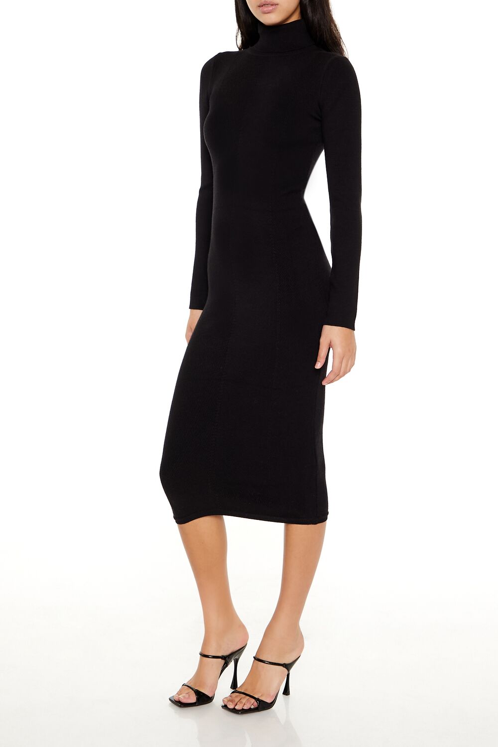 Turtleneck Midi Sweater Dress-Feelings Star