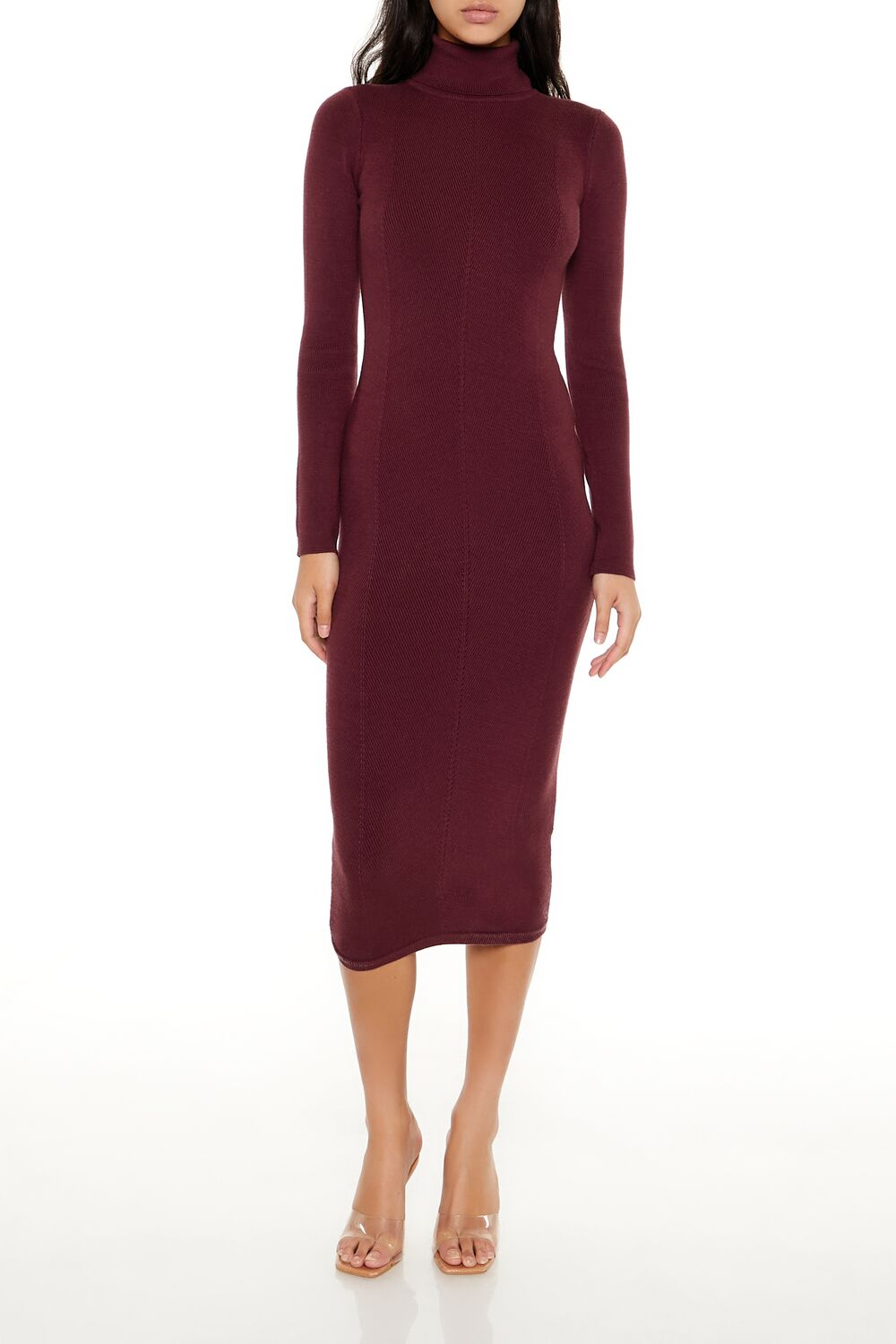Turtleneck Midi Sweater Dress-Feelings Star