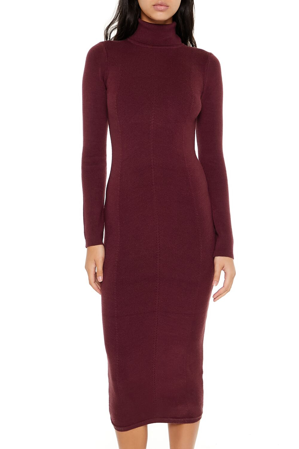 Turtleneck Midi Sweater Dress-Feelings Star