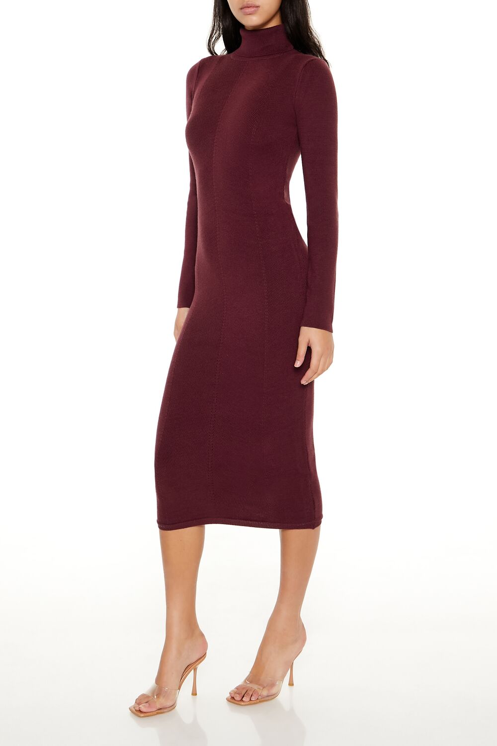 Turtleneck Midi Sweater Dress-Feelings Star