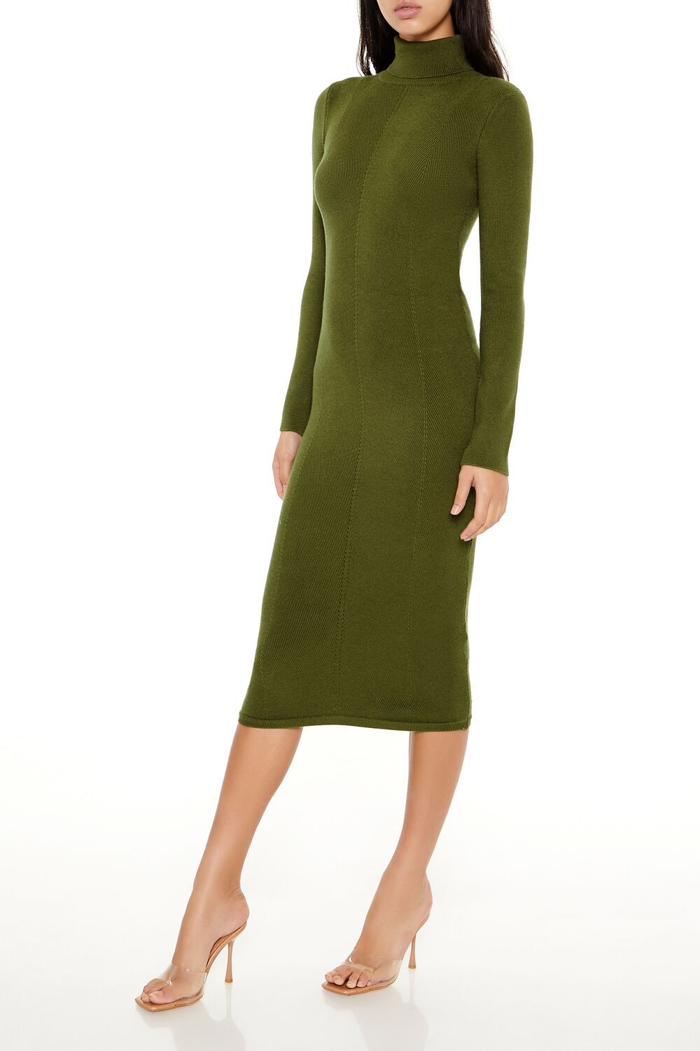 Turtleneck Midi Sweater Dress-Feelings Star