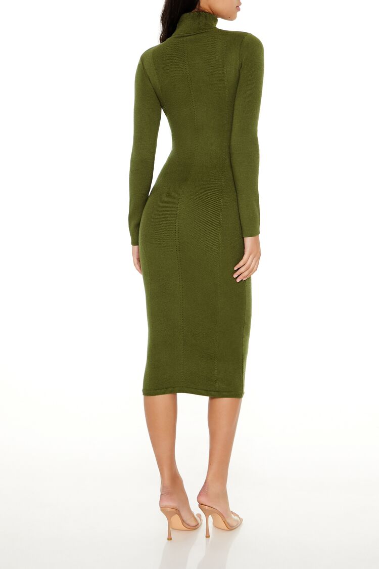 Turtleneck Midi Sweater Dress-Feelings Star