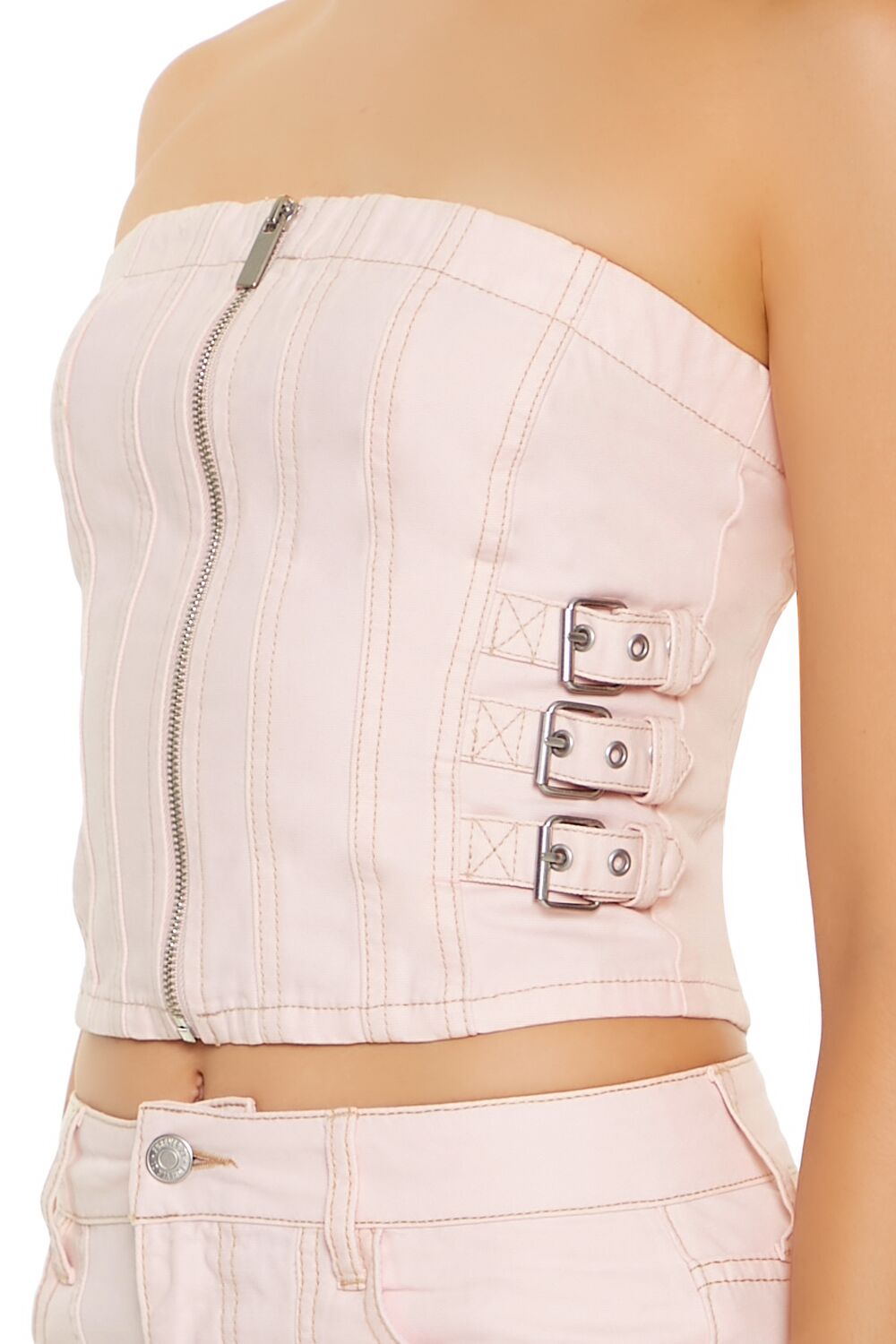 Strappy Zip-Front Cropped Tube Top-Feelings Star