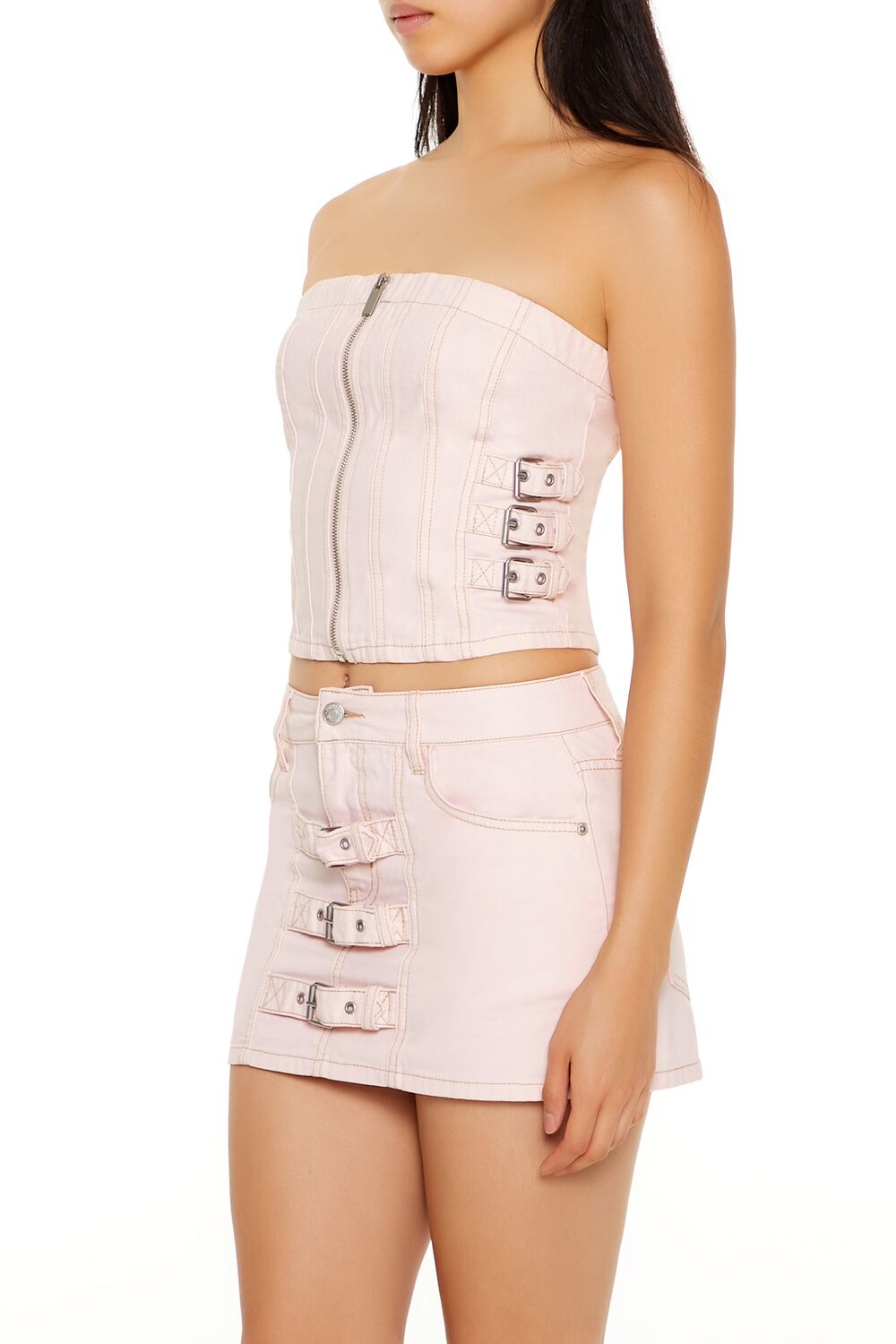 Strappy Zip-Front Cropped Tube Top-Feelings Star