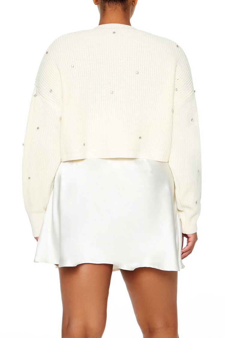 Plus Size Rhinestone Cardigan Sweater-Feelings Star