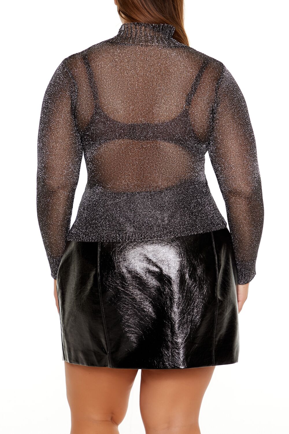 Plus Size Sheer Turtleneck Sweater-Feelings Star