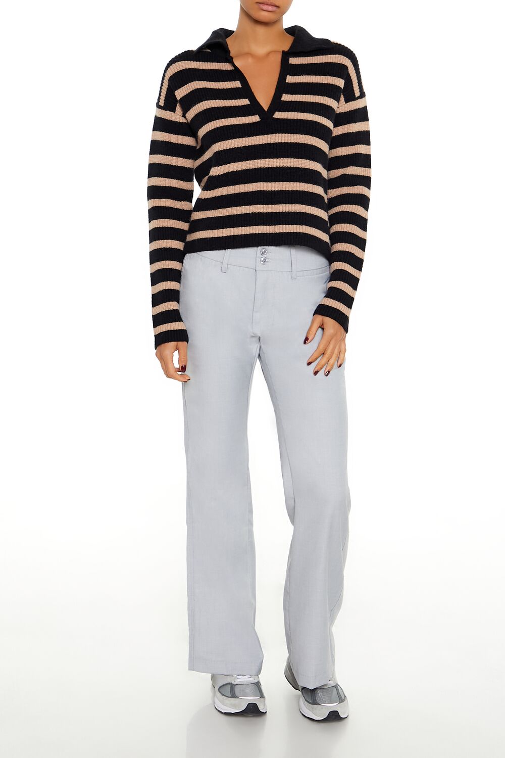 Striped Rib-Knit Sweater-Feelings Star