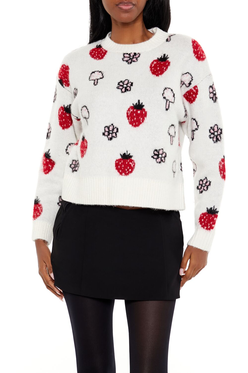 Strawberry & Mushroom Print Sweater-Feelings Star