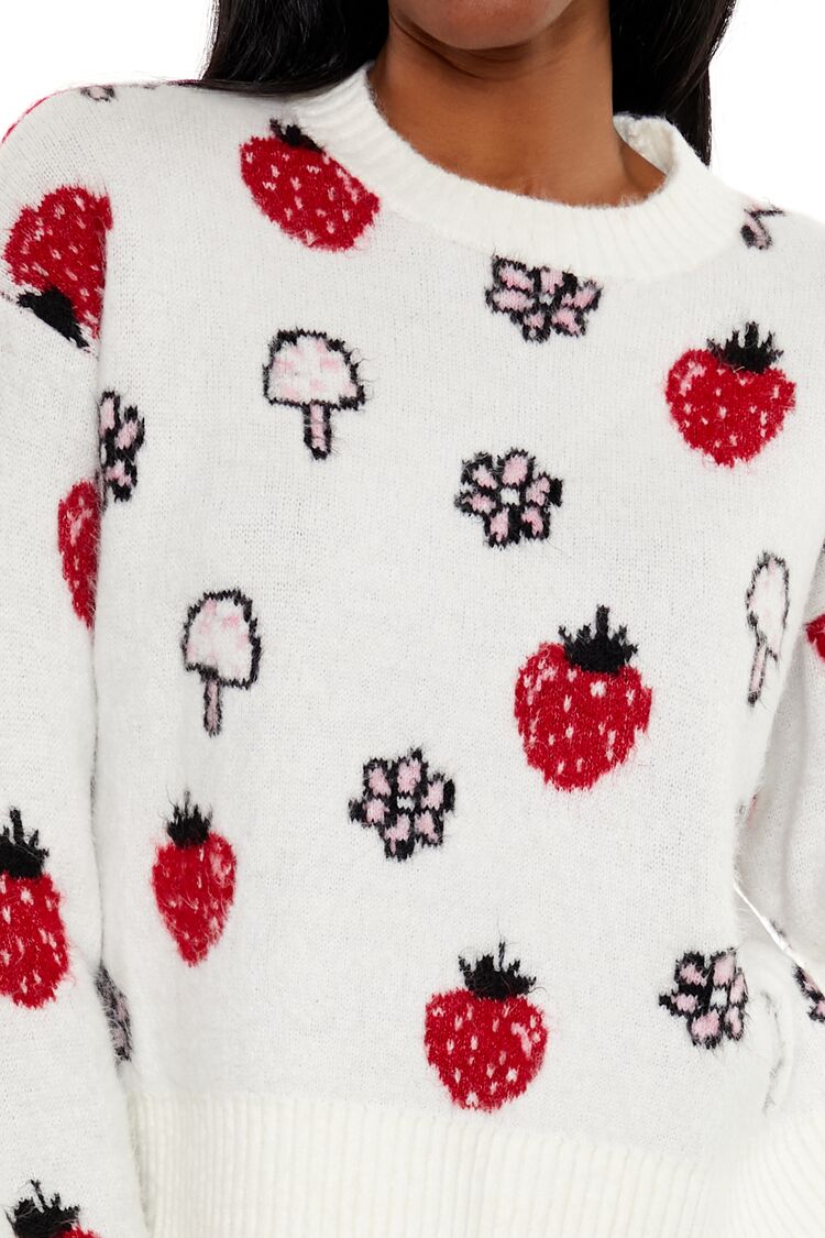Strawberry & Mushroom Print Sweater-Feelings Star