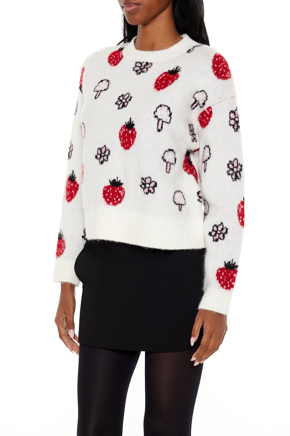 Strawberry & Mushroom Print Sweater-Feelings Star