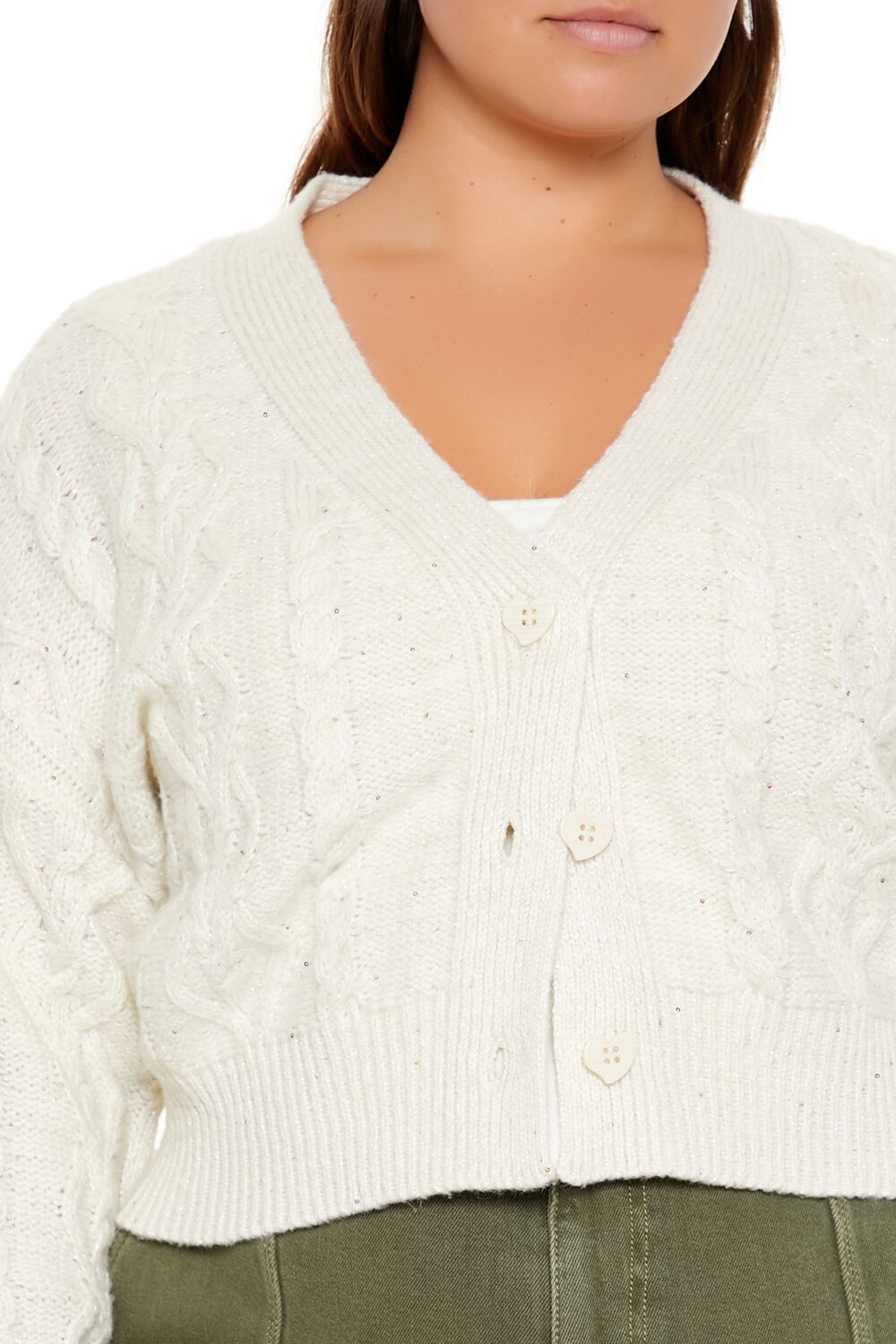 Plus Size Cable Knit Cardigan Sweater-Feelings Star