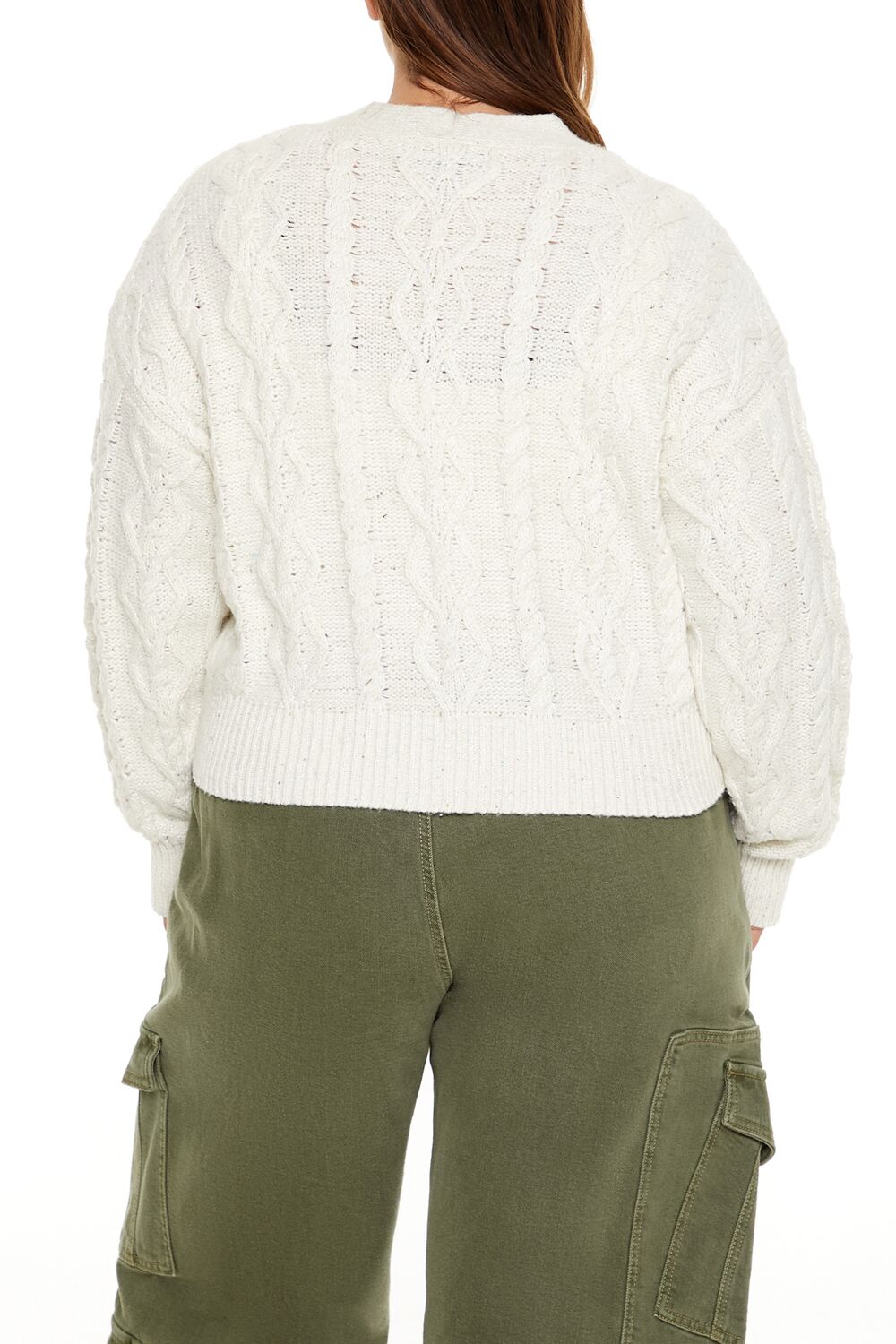 Plus Size Cable Knit Cardigan Sweater-Feelings Star