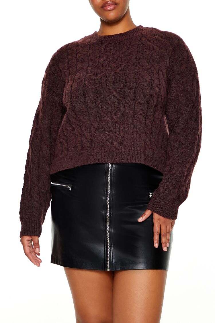 Plus Size Cable Knit Sweater-Feelings Star