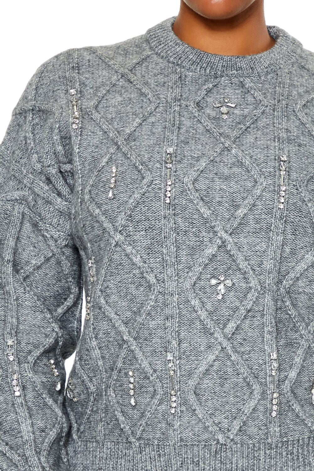 Plus Size Faux Gem Sweater-Feelings Star
