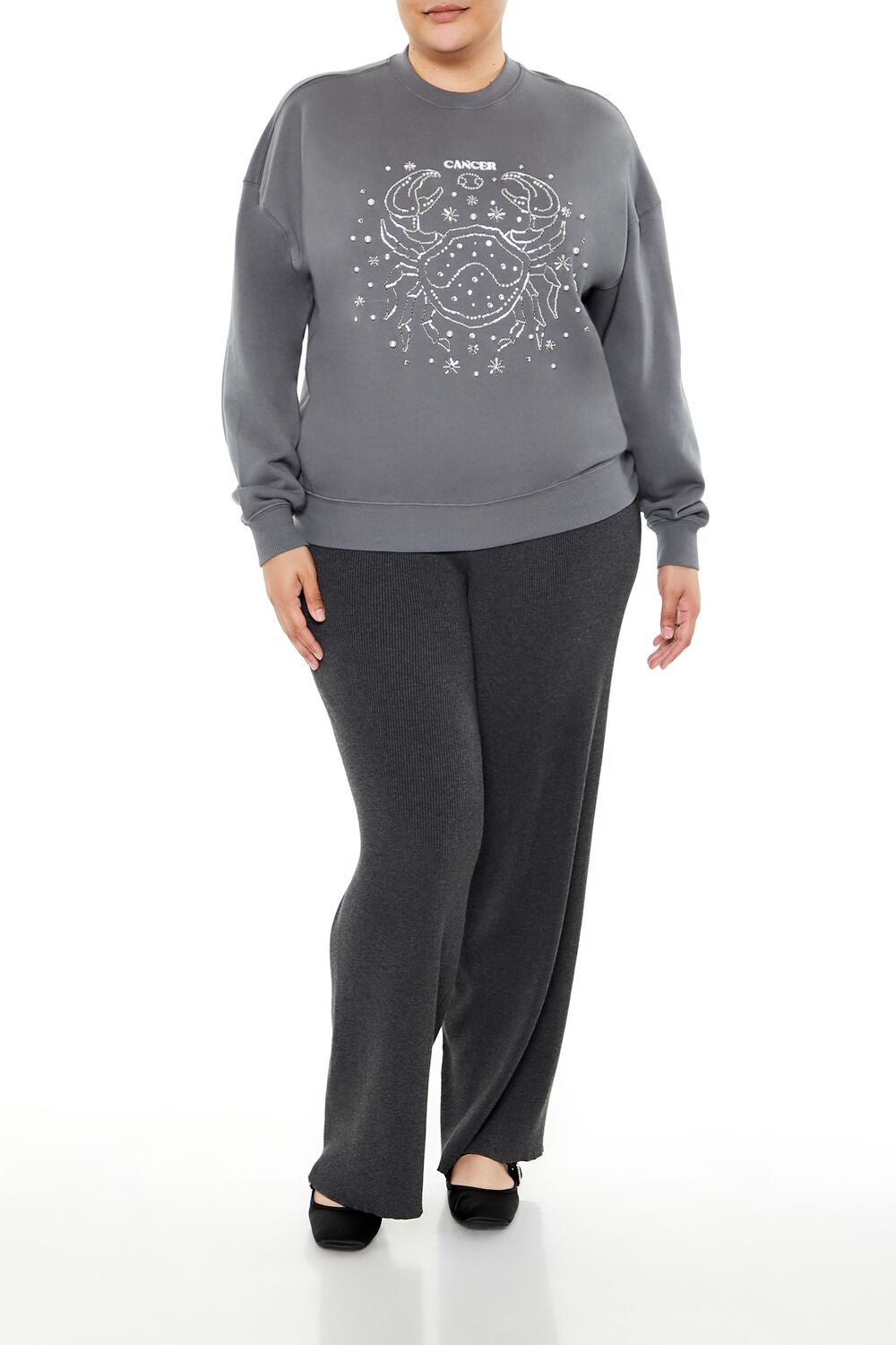 Plus Size Beaded Cancer Pullover-Feelings Star