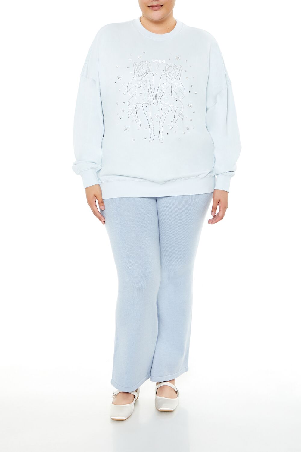Plus Size Beaded Gemini Pullover-Feelings Star