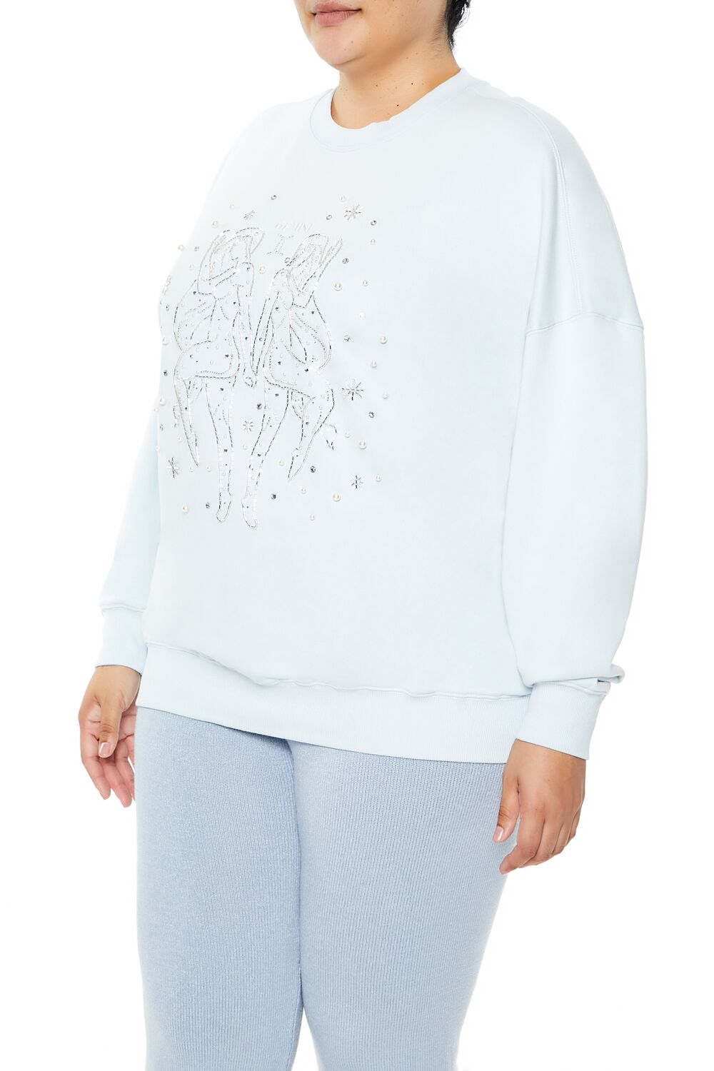 Plus Size Beaded Gemini Pullover-Feelings Star