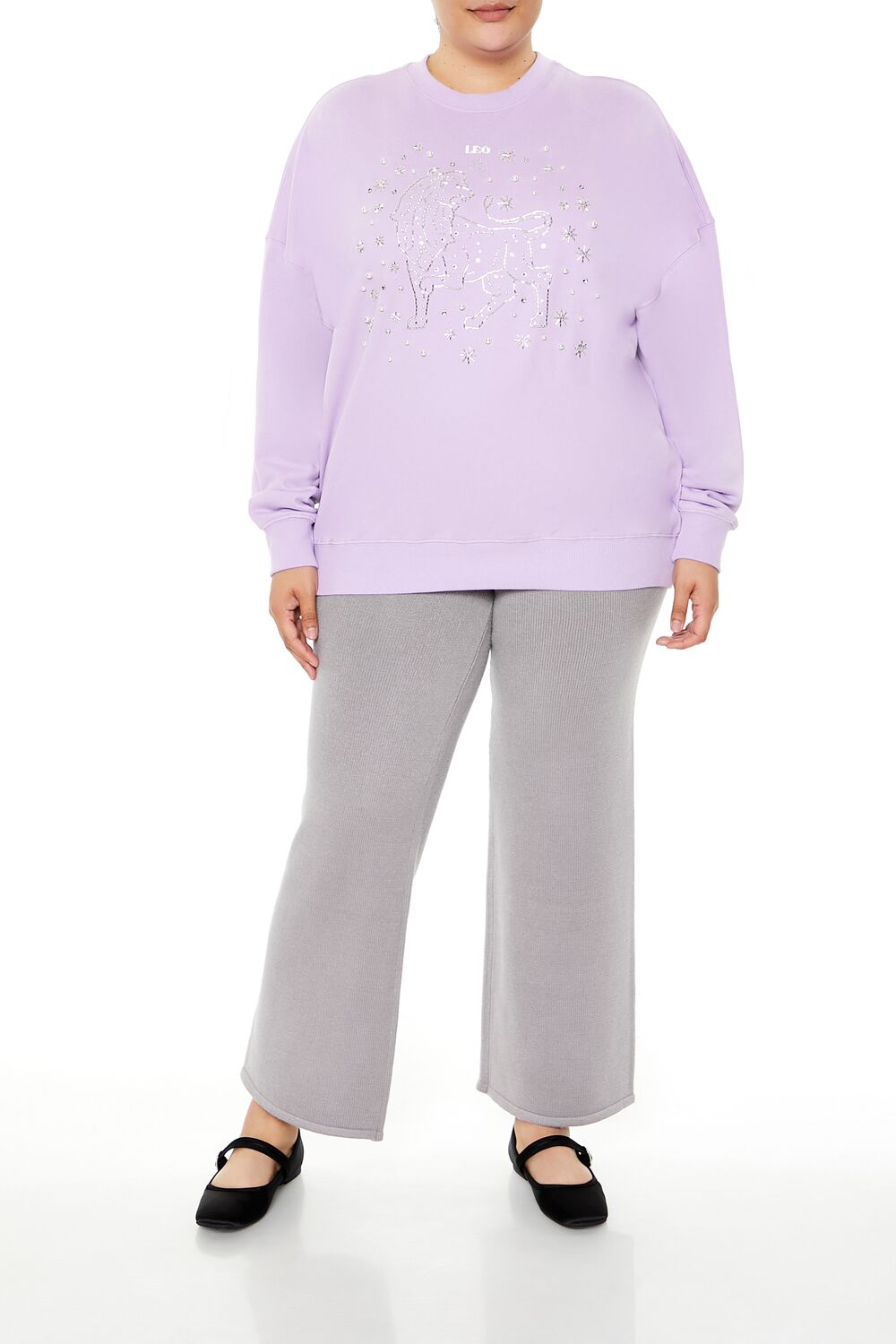 Plus Size Beaded Leo Pullover-Feelings Star