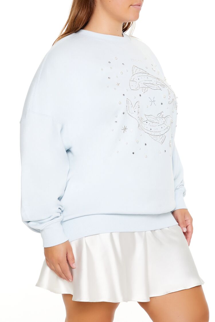 Plus Size Beaded Pisces Pullover-Feelings Star
