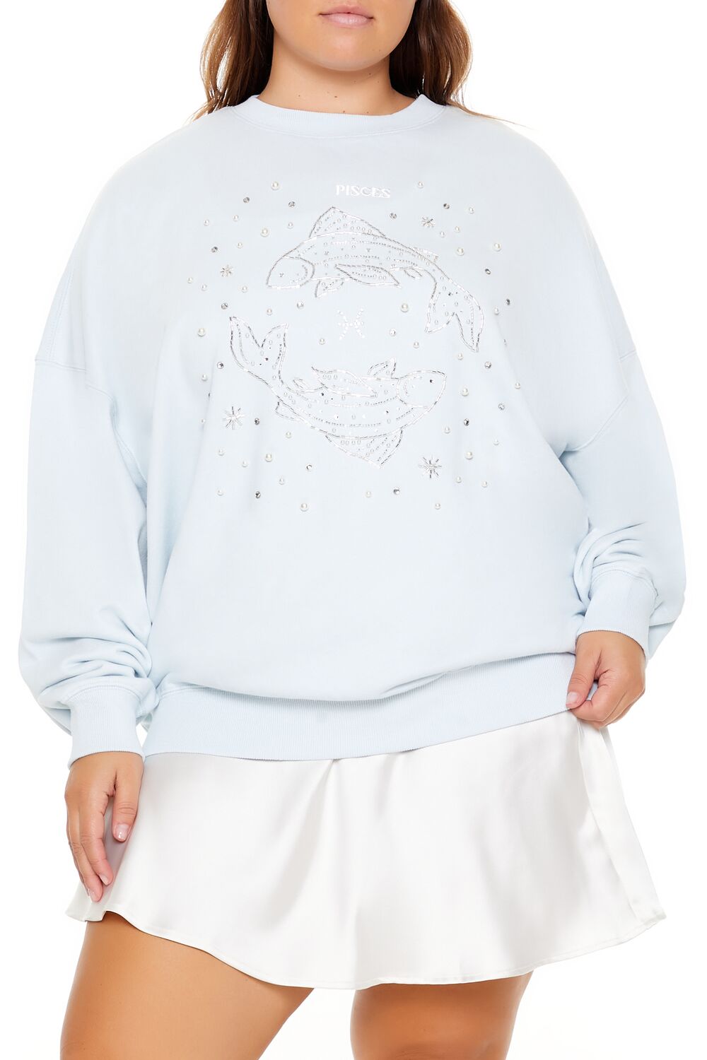 Plus Size Beaded Pisces Pullover-Feelings Star