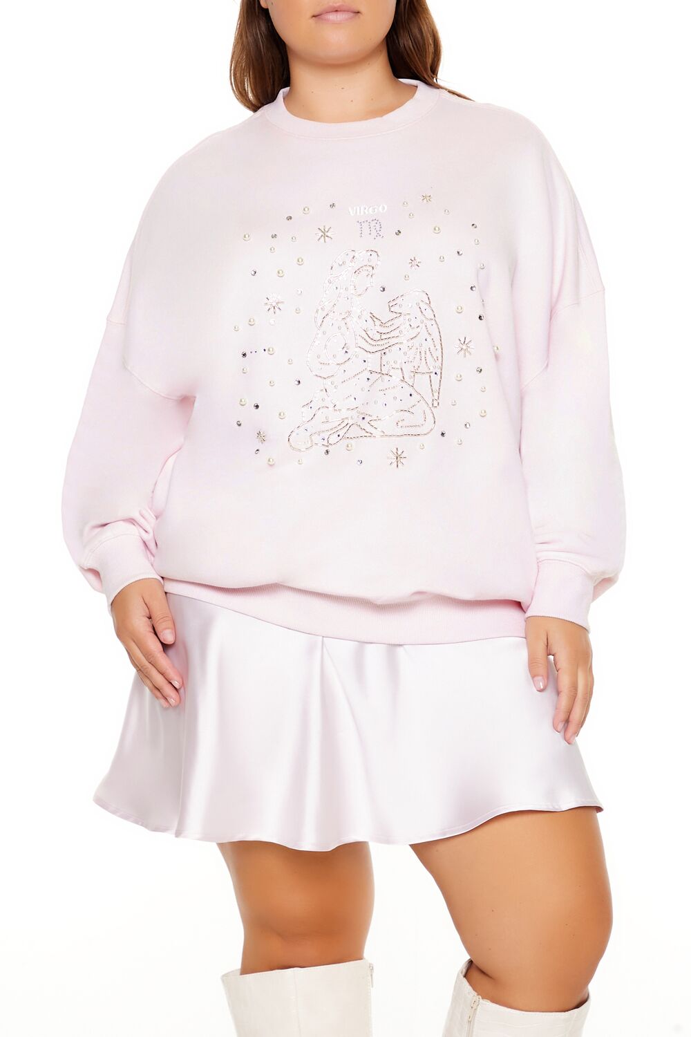 Plus Size Beaded Virgo Pullover-Feelings Star