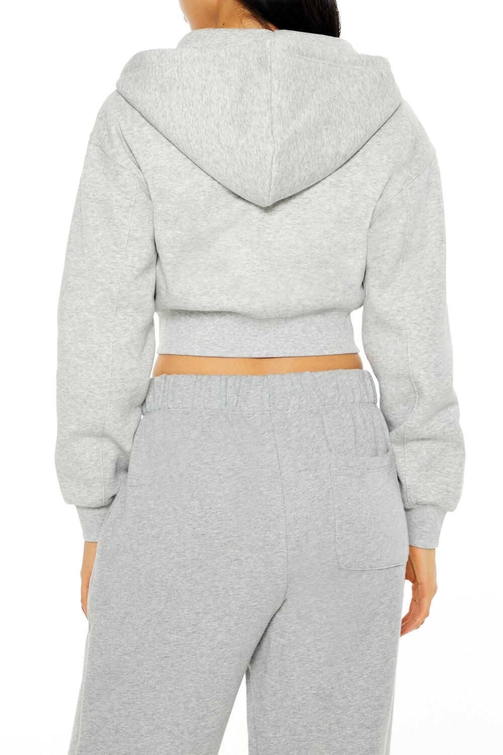Cropped Fleece Zip-Up Hoodie-Feelings Star