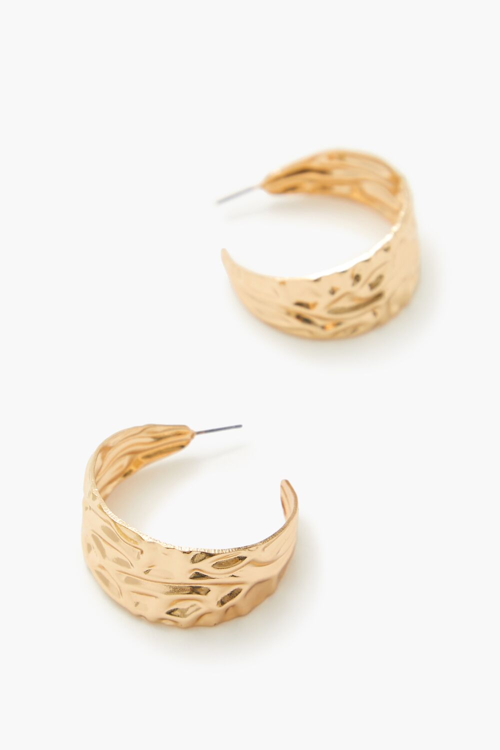 Thick Hammered Hoop Earrings-Feelings Star