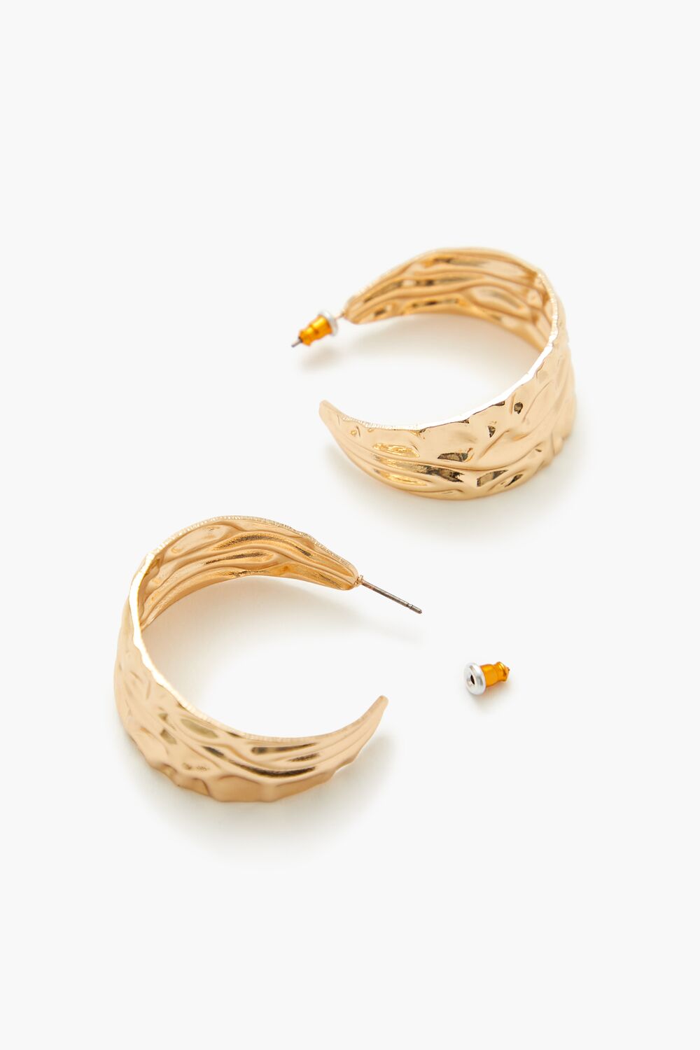 Thick Hammered Hoop Earrings-Feelings Star