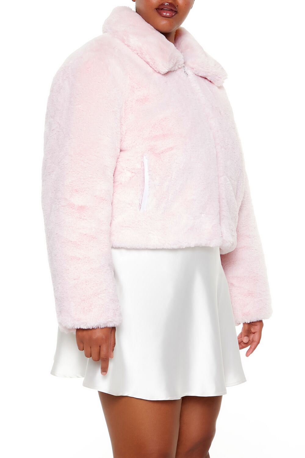 Plus Size Faux Fur Zip-Up Coat-Feelings Star