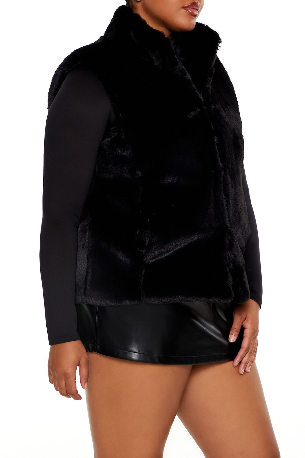 Plus Size Faux Fur Vest-Feelings Star