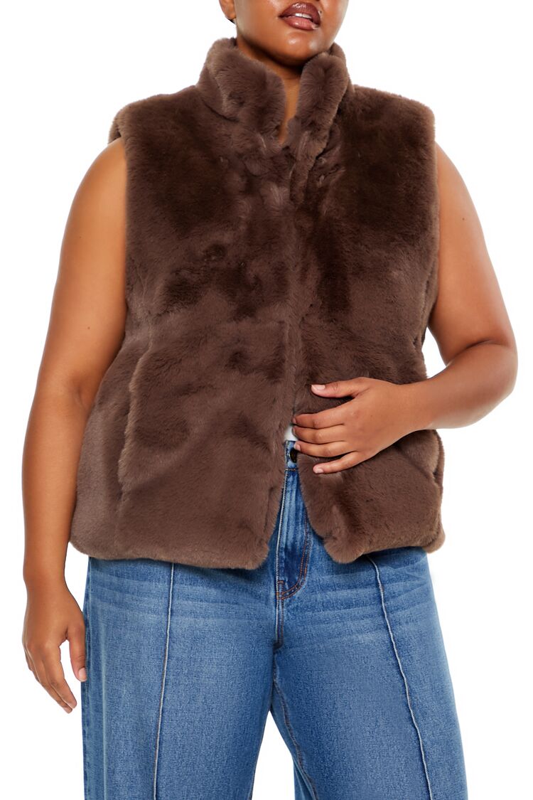 Plus Size Faux Fur Vest-Feelings Star