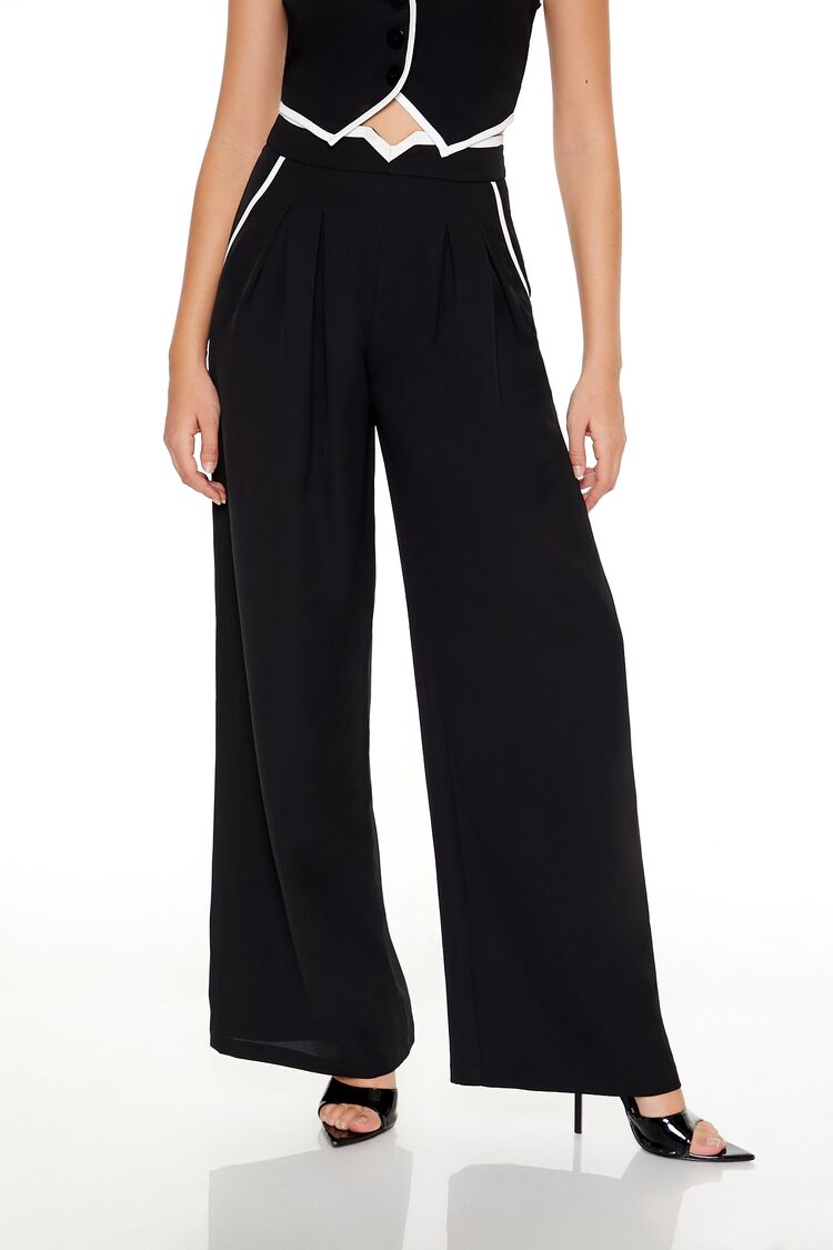 Two-Tone Vest & High-Rise Pants Set-Feelings Star