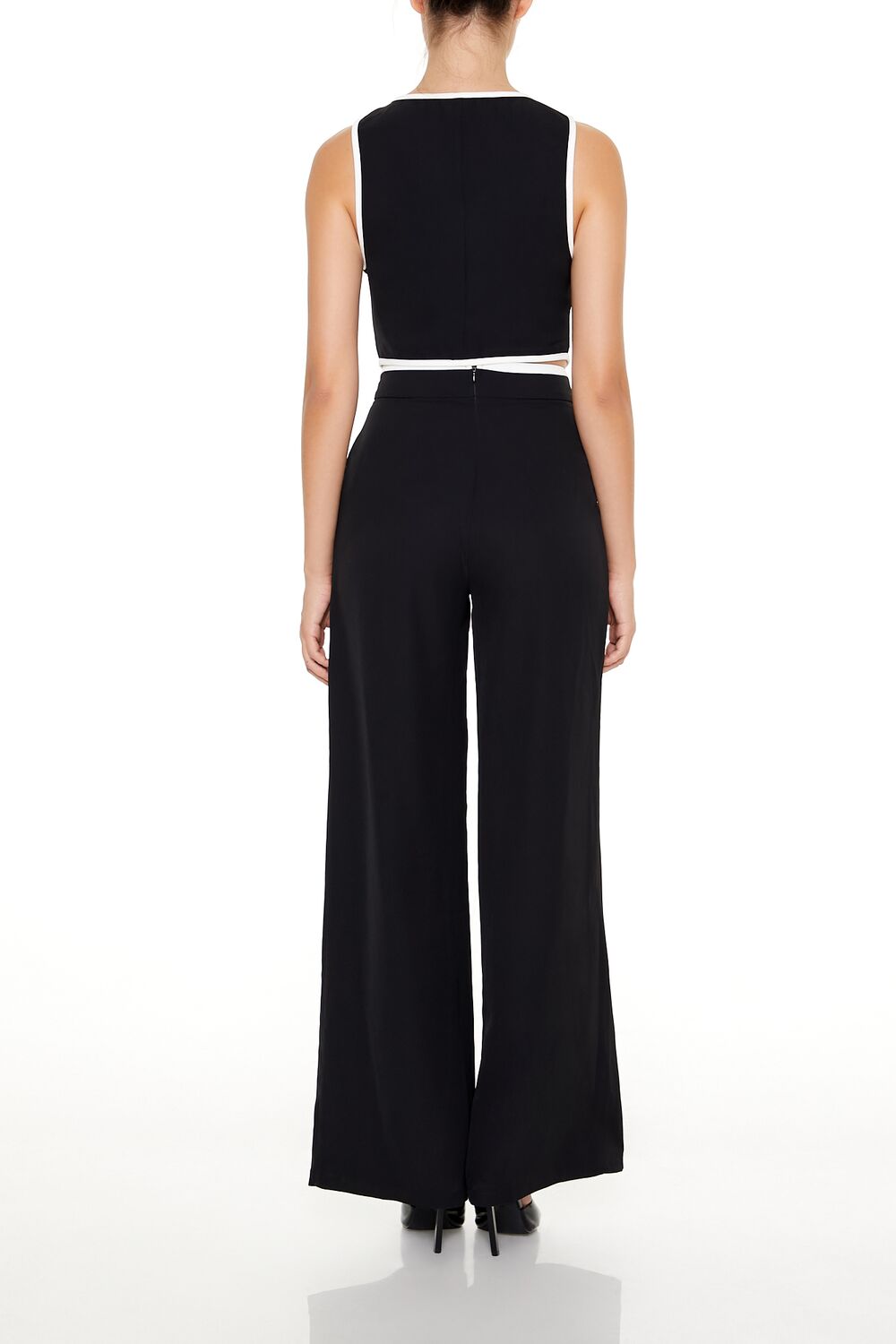 Two-Tone Vest & High-Rise Pants Set-Feelings Star