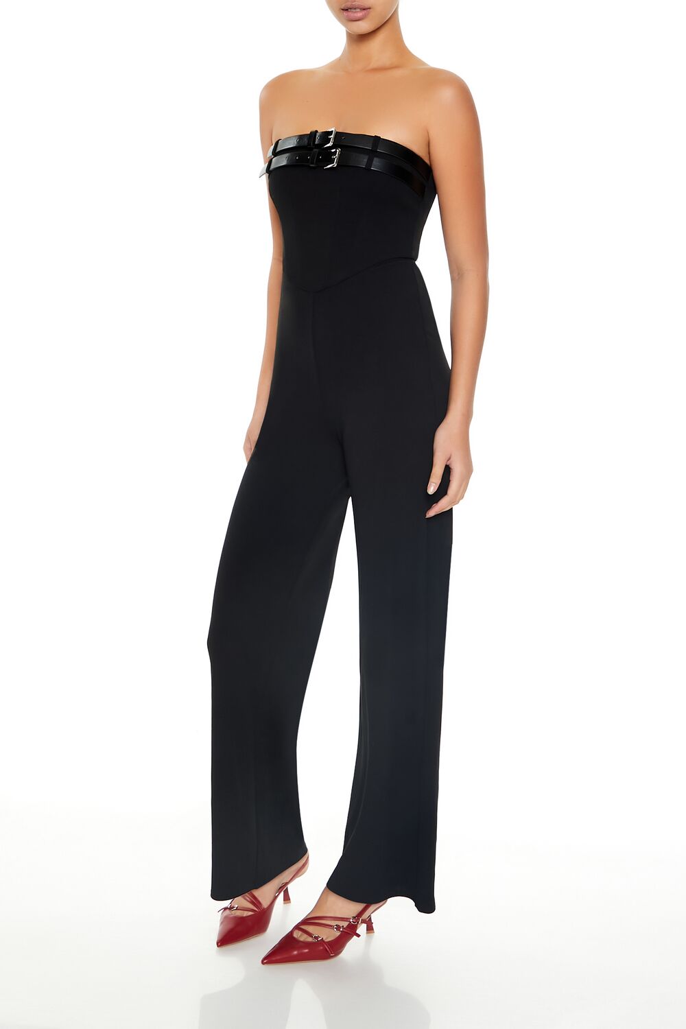 Buckled Strapless Jumpsuit-Feelings Star