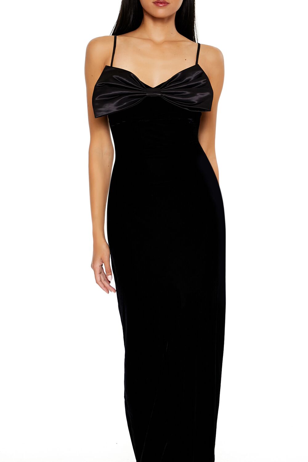 Velvet Bow Maxi Dress-Feelings Star