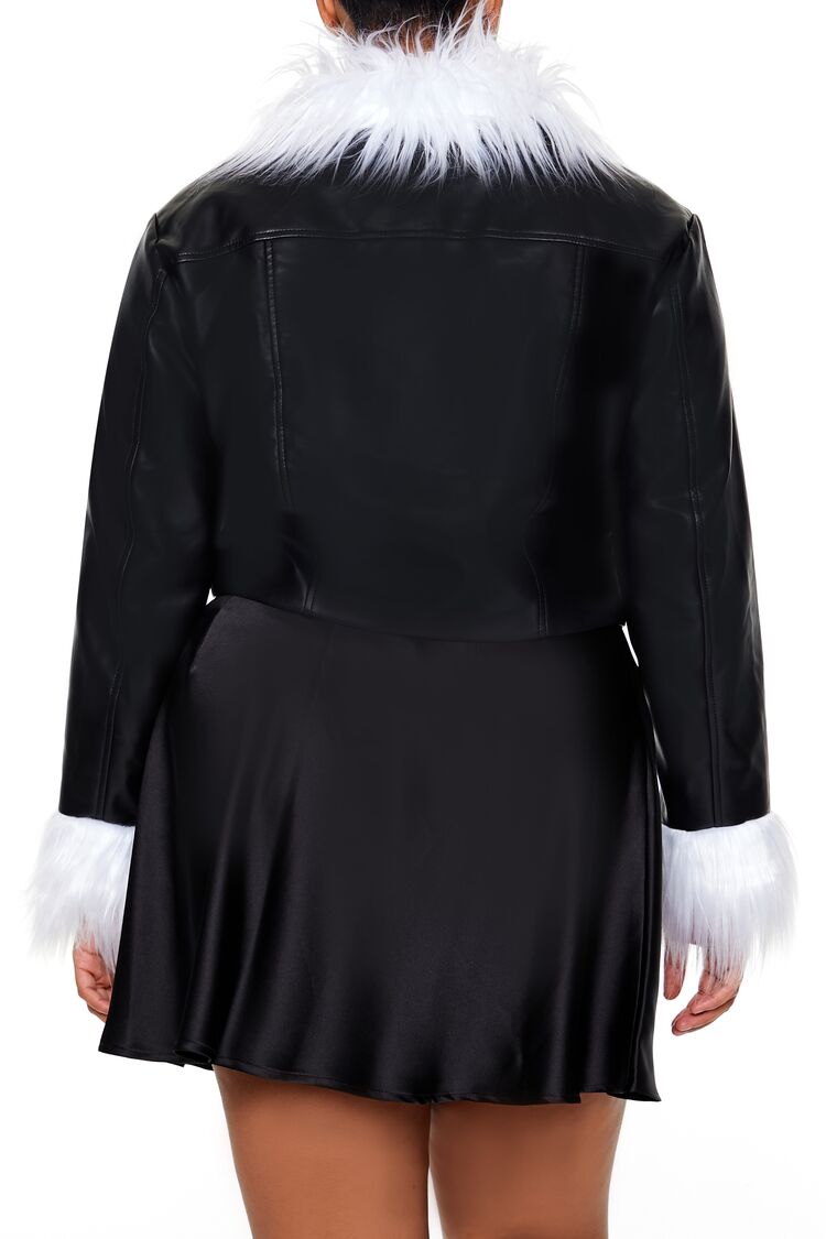 Plus Size Faux Fur-Trim Shacket-Feelings Star
