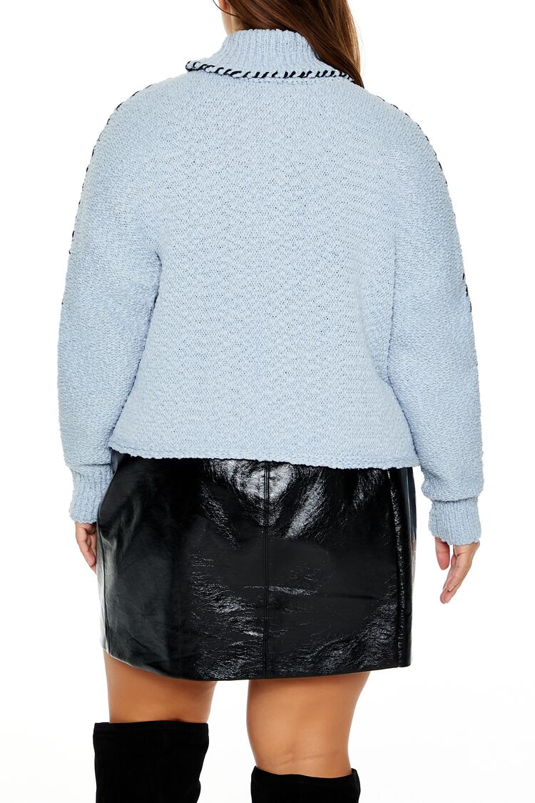Plus Size Whipstitched Turtleneck Sweater-Feelings Star