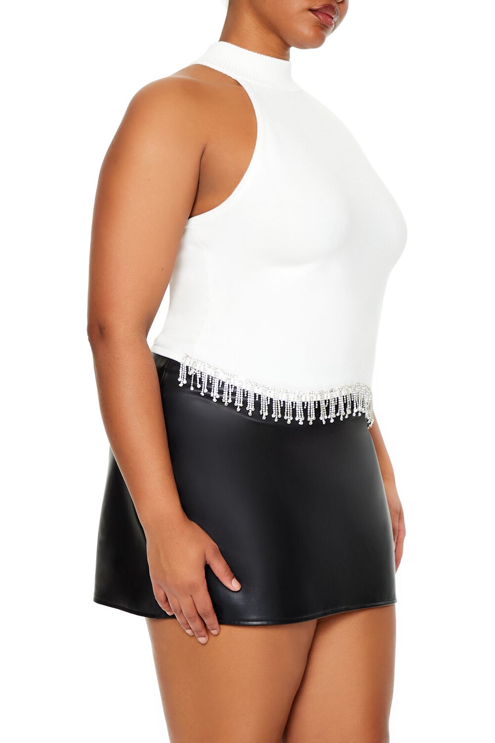 Plus Size Rhinestone-Trim Tank Top-Feelings Star