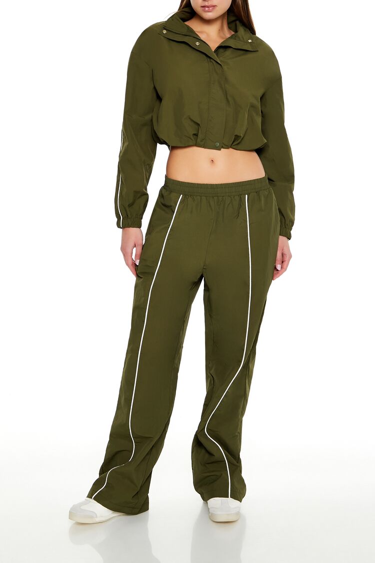 Active Piped-Trim Windbreaker Pants-Feelings Star