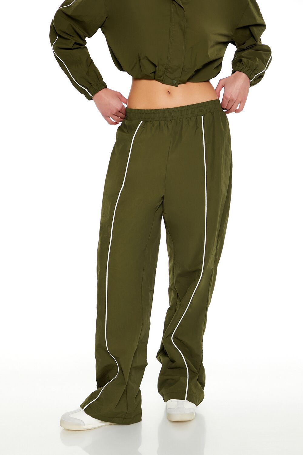 Active Piped-Trim Windbreaker Pants-Feelings Star