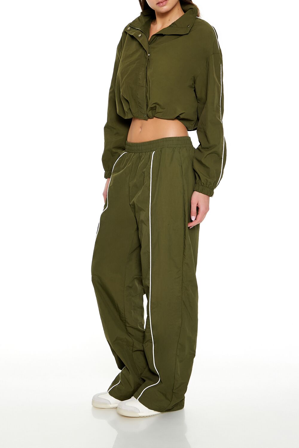 Active Piped-Trim Windbreaker Pants-Feelings Star