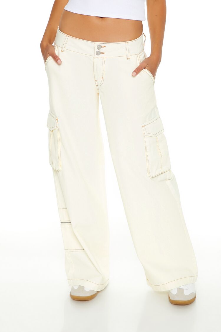 Twill Wide-Leg Cargo Pants-Feelings Star