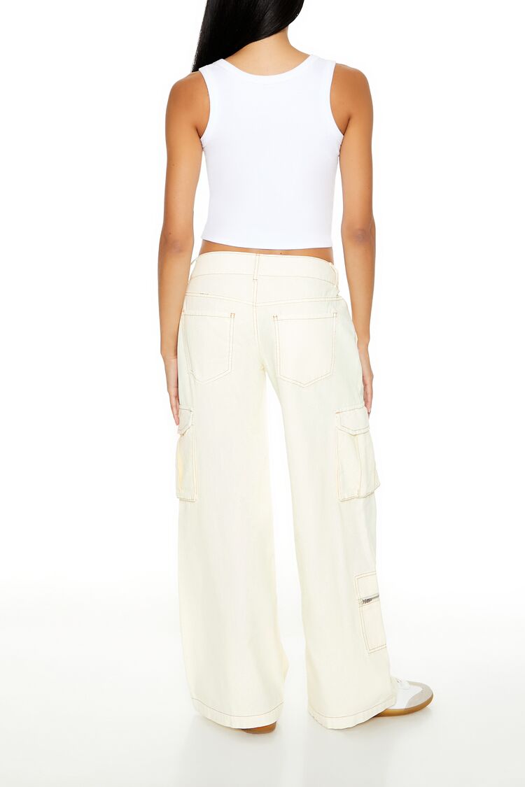 Twill Wide-Leg Cargo Pants-Feelings Star