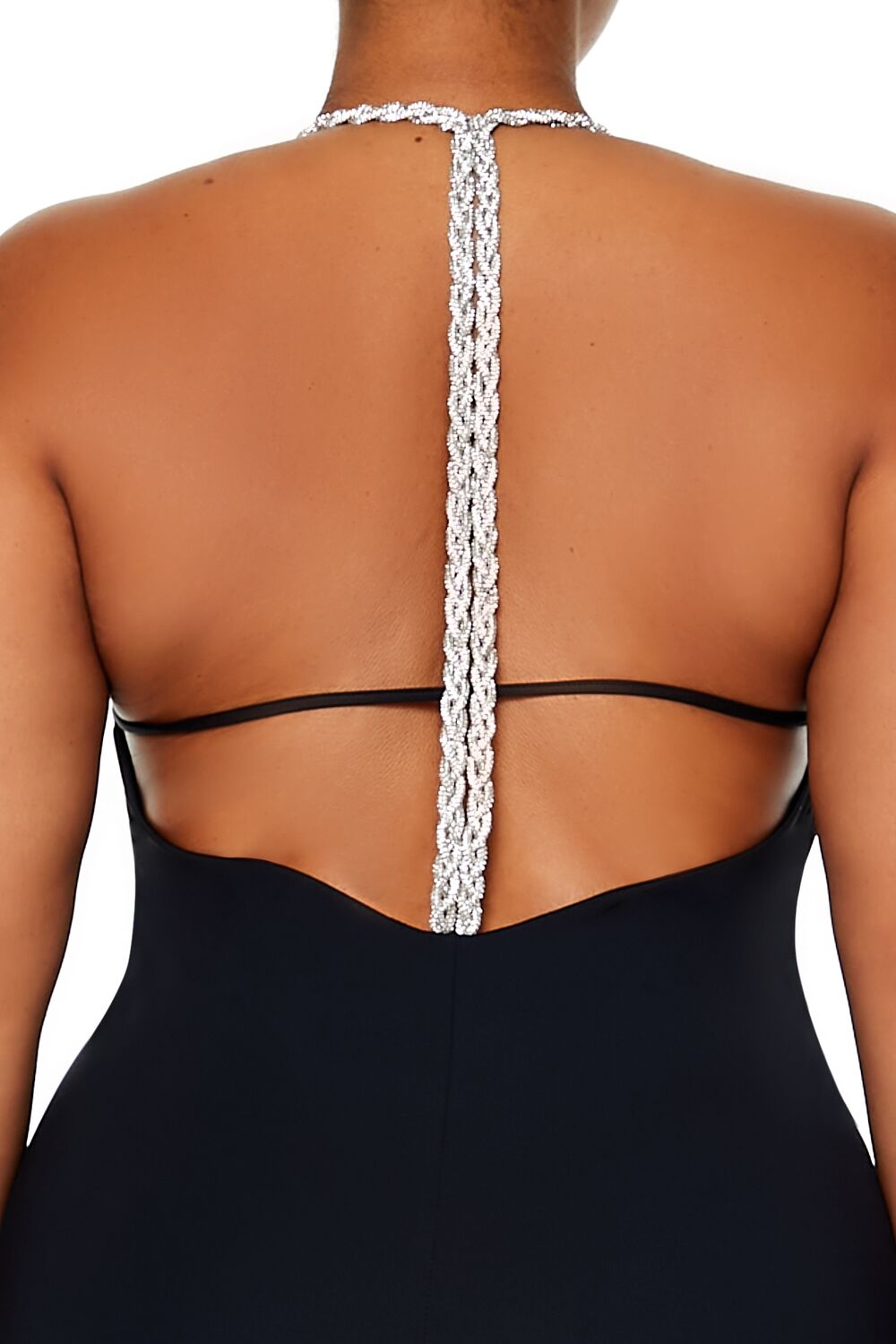 Plus Size Embellished Halter Maxi Dress-Feelings Star